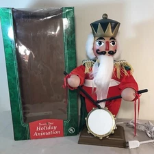 Santa’s Best Holiday Animation Drummer Nutcracker Head & Arms Move - 1990s Works