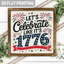 4th Of July 1776 Celebration Wooden Plaque Patriotic Fireworks USA Rustic Decor