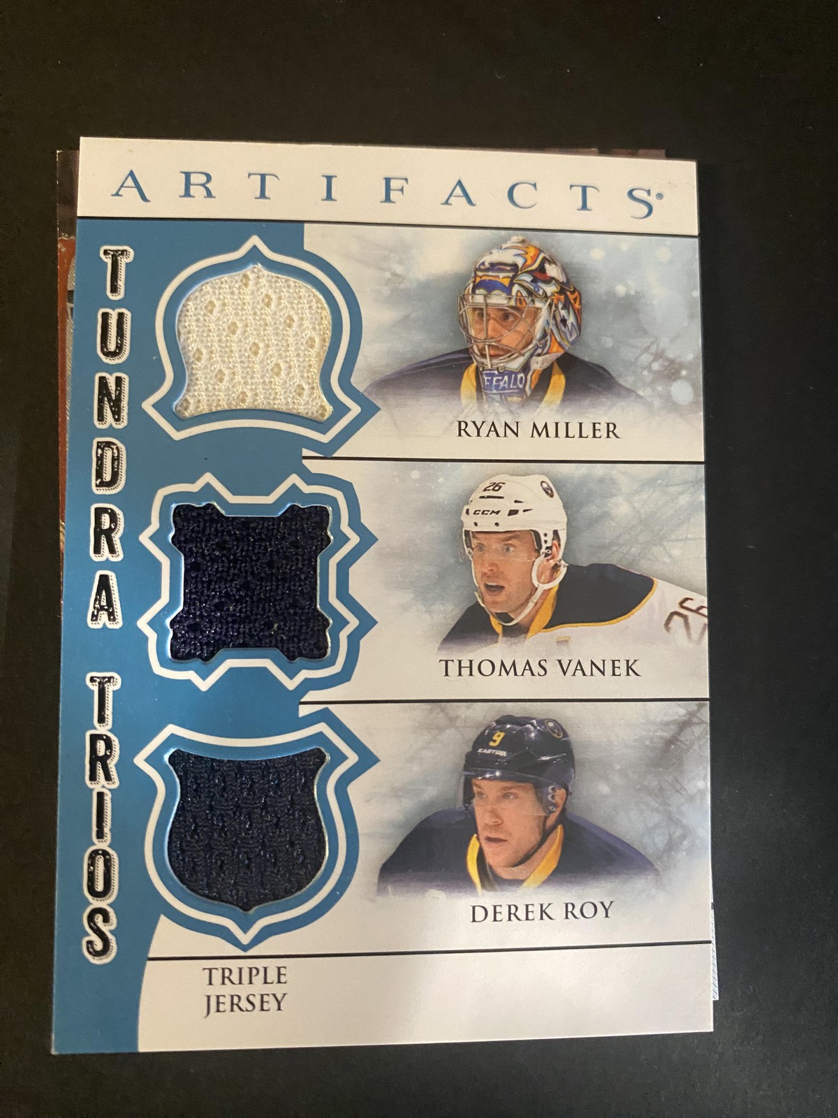 2012-13 UD Artifacts Tundra Trios Sabres Roy / Miller / Vanek MEM Jerseys Blue