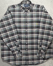 Vintage 90s Polo Ralph Lauren "The Big Shirt" Plaid Button Down Large Blue Green