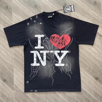 MENS HELL STUDIOS STAR I Love NY logo Printed Cotton Short Sleeve T-shirt 