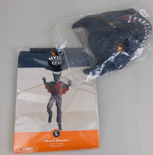 Kids Black Dragon Halloween Costume Jumpsuit Headpiece 10-12 Large Hyde and EEK