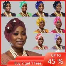 Muslim Hijab Cap African Women Flower Hat Head Wrap Turban Chemo Cancer Cap