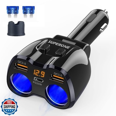 [2025 Upgraded] Cigarette Lighter Splitter, SUPERONE 180W 2-Socke