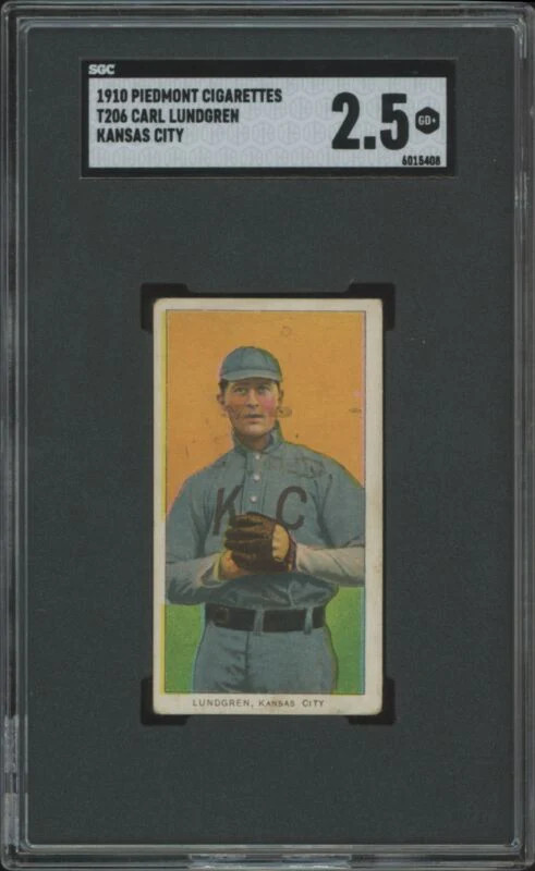 1909 T206 CARL LUNDGREN GOOD+ PIEDMONT 350 SGC 2.5 BASEBALL KANSAS CITY BLUES