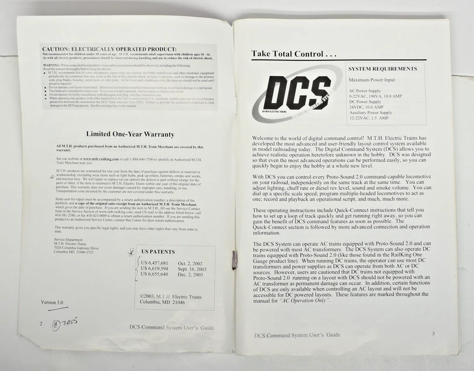MTH DCS DIGITAL COMMAND SYSTEM USER'S MANUAL 3RD EDITION + AIU OPERATOR'S MANUAL - Image 3 of 4