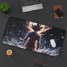 Anime Gaming Desk Mat  Large XL Mouse Pad  Epic Saiyan Warrior Art