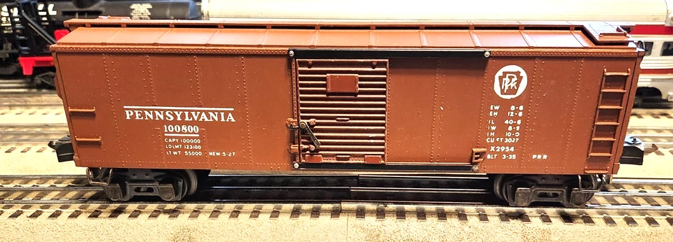 Lionel Prewar X2954 PRR Semi Scale Boxcar in good restored cond., looks great! - Image 4 of 4
