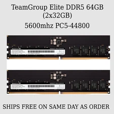 TeamGroup Elite DDR5 64GB (2x32GB) 5600mhz PC5-44800 Desktop Ram SEALED SHIPSNOW
