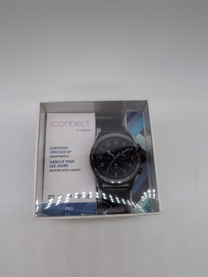 NEW TIMEX Pro 43mm Leather Strap Smartwatch iConnect Heart Rate TW2U32300