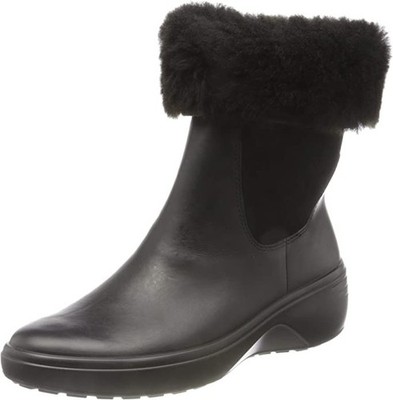 ECCO Women's Ankle Boots Soft 7 Wedge Tred Changeable Chelsea, Black, EU 39, UK6