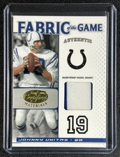 JOHNNY UNITAS 2007 LEAF CERTIFIED MATERIALS FABRIC OF THE GAME PRIME PATCH 01/25