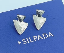 Rare Silpada Hammered Sterling Arrowhead Earring Jackets & Arrow Studs, Israel