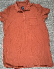 Gap Tencel Oversized Shirt Dress Color Chili Oil Orange Pockets Size XXL