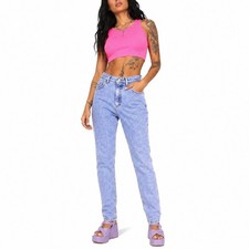 Vintage Acid Wash Lee Jeans Womens 2 High Waist Tapered Mom Jeans Western Yoke