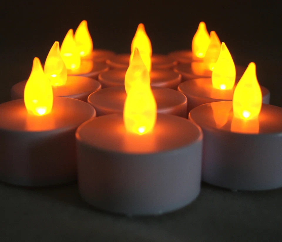 Cantidad 12 luces de té LED parpadeantes ámbar que funcionan con pilas sin llama Foto 3 de 4