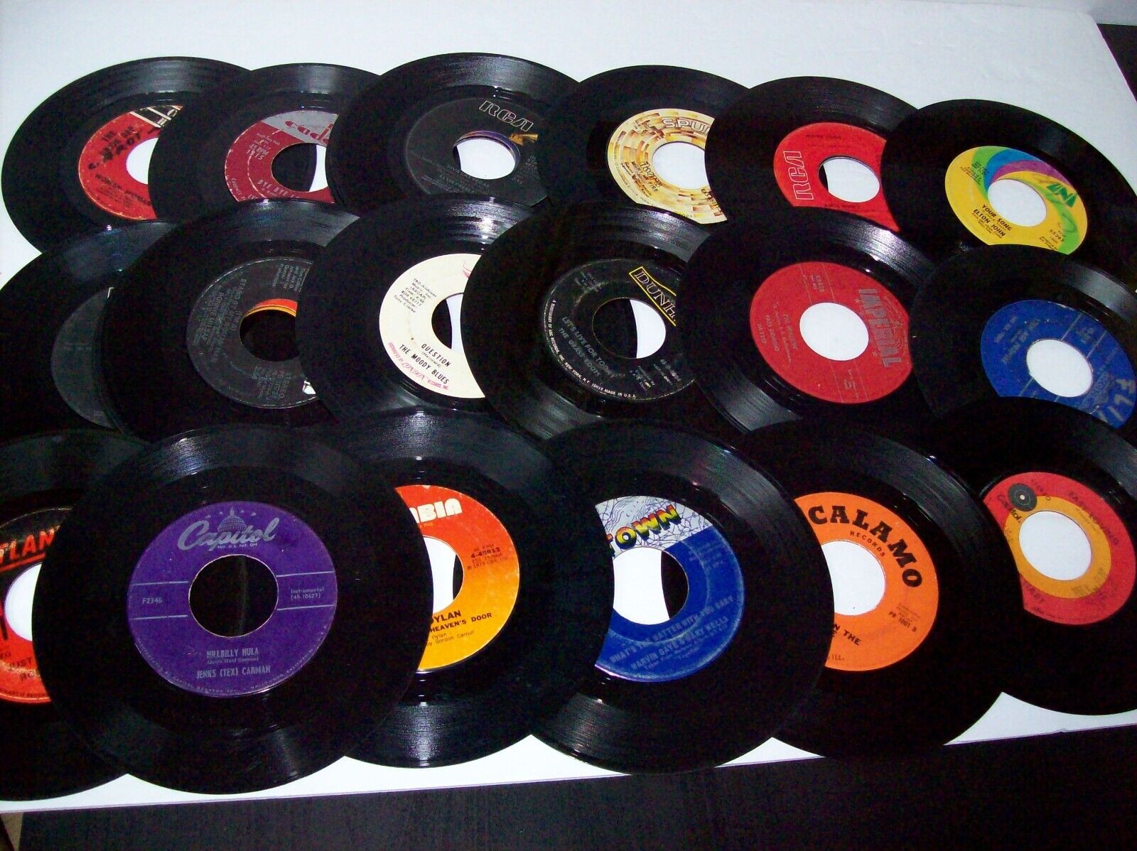 Assorted 45's from the 50's, 60's and 70's Fair condition NO sleeve