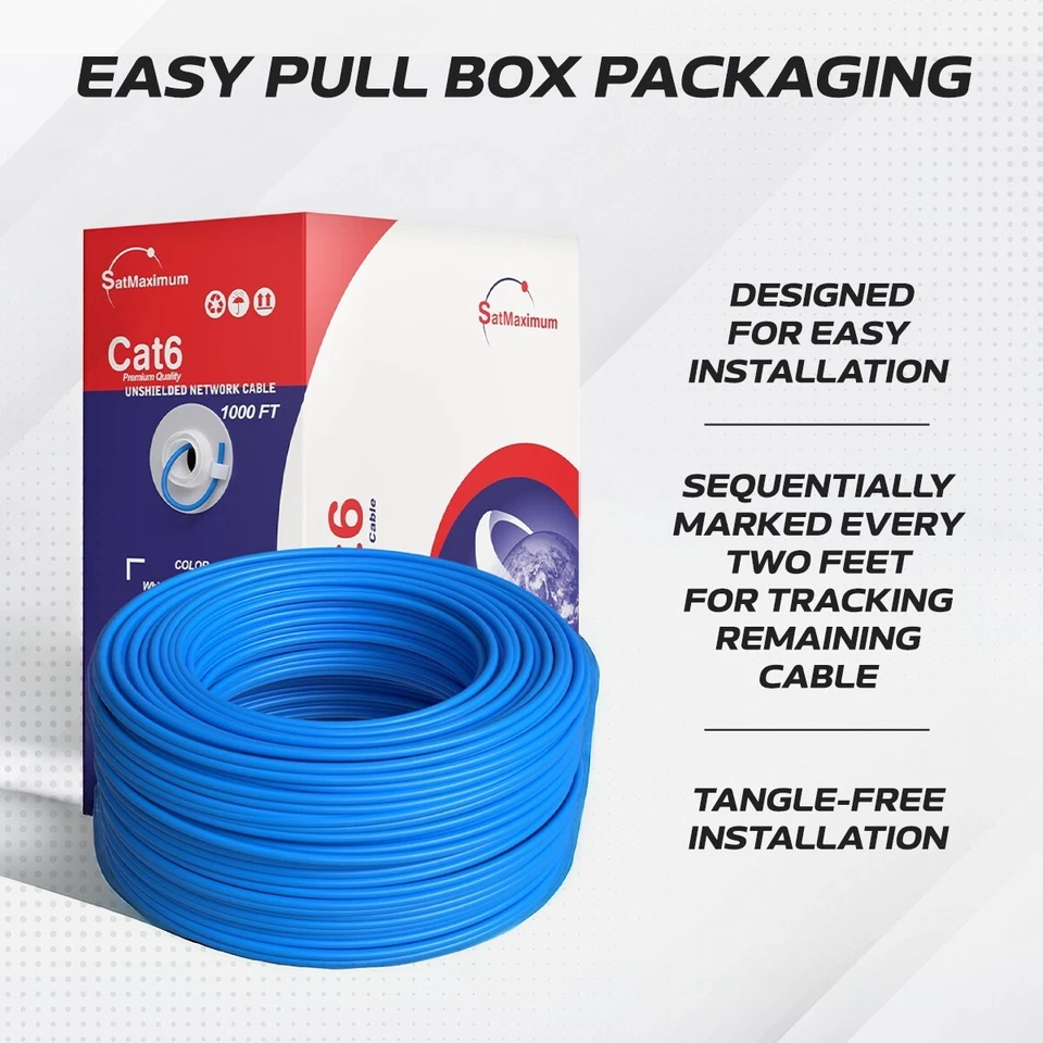 CAT6 1000ft Original Solid Ethernet Cable UTP 23AWG CCA Network Bulk Wire RJ45 - Image 4 of 4