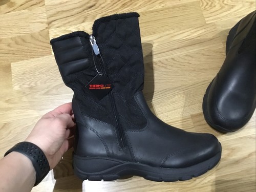 Lands End Boots Thermolite Size 7,5 Partly Leather Black - Picture 10 of 14