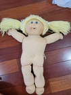 Cabbage Patch COLECO vtg doll  BLONDE hair dimple open mouth  orig Yellow dress