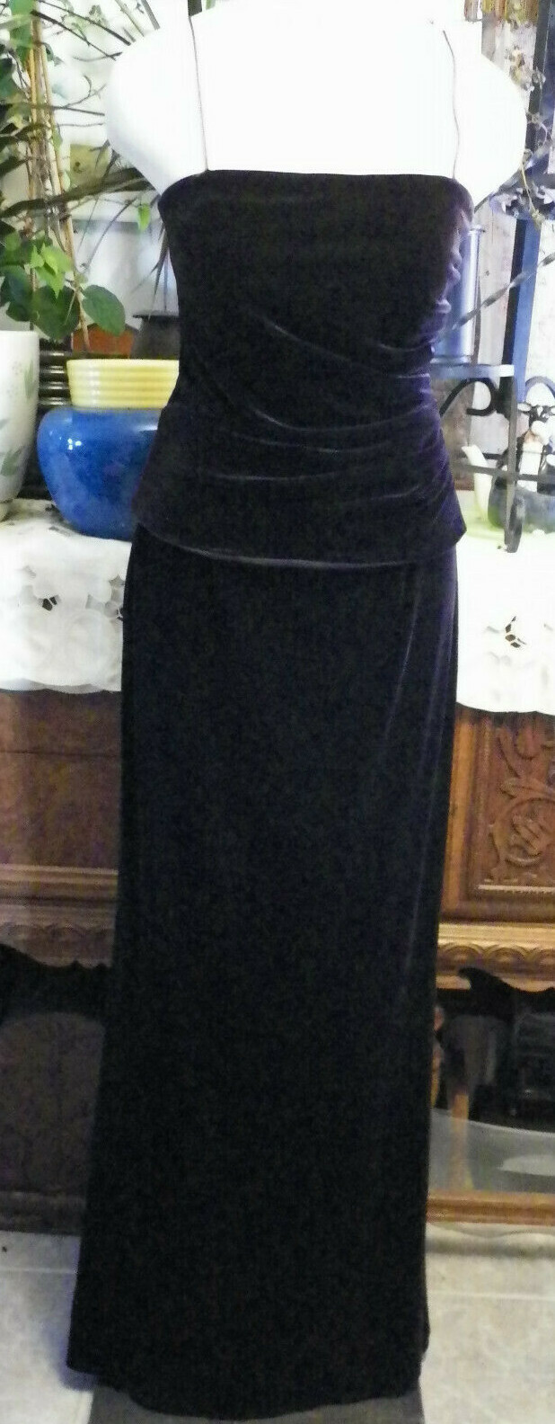 J S Boutique brown stretch velvet formal bridesmaids evening long dress 6