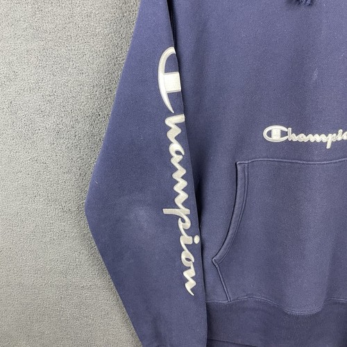 Champion Reverse Weave Hoodie Mens Size M Blue Long Sleeve Pullover Sweater - Picture 11 of 13