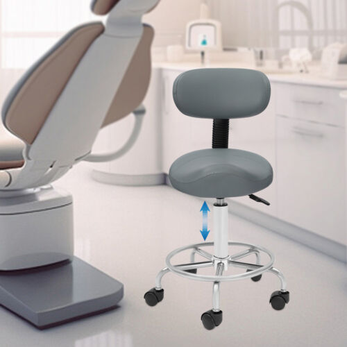 Grau Saddle Hocker mit Rückenlehne, Hebe-Sattel-Hocker mit Rädern für Büro Spa