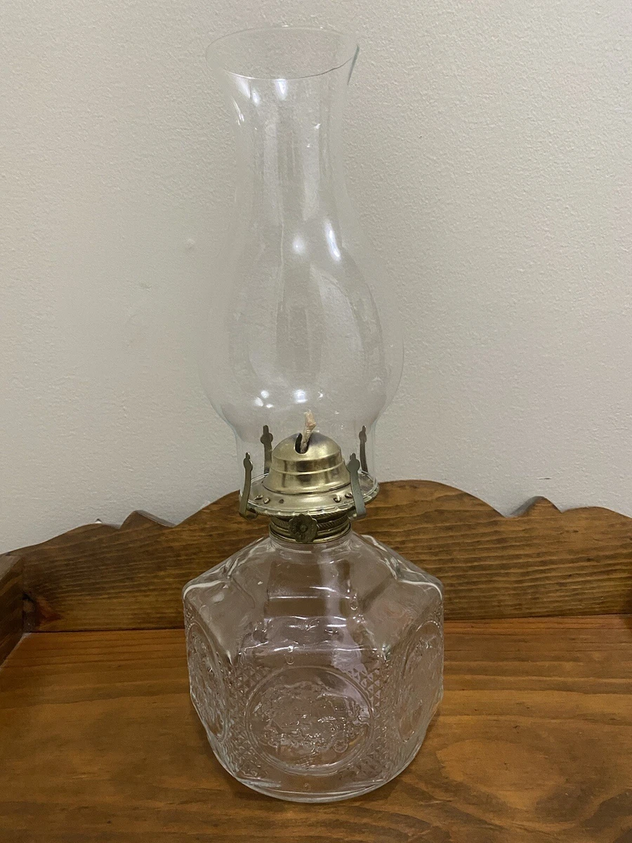 Antique Vintage Lamplight Farms Glass Kerosene Oil 6 Sided Lamp Base 7 1 2