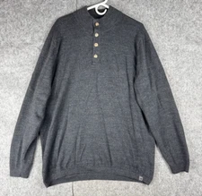 The Normal Brand Sweater Mens XXL Dark Gray Henley Mock Neck Pullover