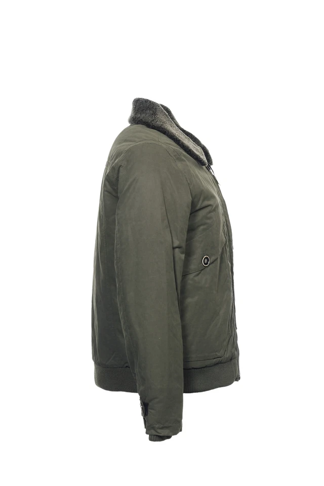 Chaqueta de bombardero de piel de oveja aislada térmica Cole Haan para hombre (XLarge, verde militar) Foto 4 de 4