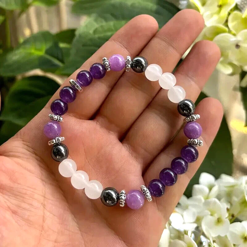 Pulsera Ayuda para Dormir Hematita Amatista Cuentas Equilibrio Emocional Calma Joyería Foto 3 de 4