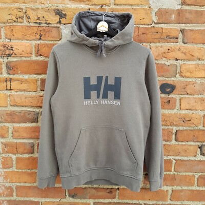 Helly Hansen Hoodie Sweatshirt Olive Green Long Sleeve Spell Out Logo  Womens S