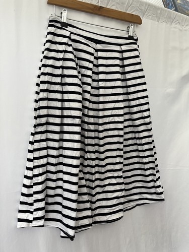 New Look White Striped A-Line Skirt Cotton Size 8 Knee Length - Picture 8 of 12