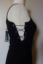 Boohoo Eyelet Detail Dress Petite Kelly Maxi Slip 4 Uk BNWT RRP £23.99 Black