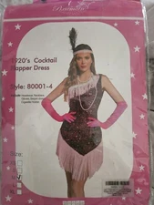 Pixie Main 1920s Cocktail Flapper Dress Size Medium. With Accessories 