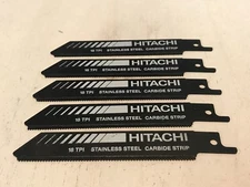 5 Hitachi 4-1/2" 18TPI Stainless Steel Cutting Reciprocating Blade Carbide Strip