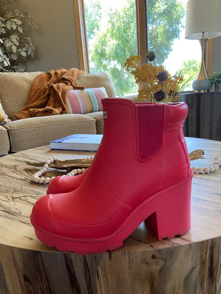 Red Chelsea Rubber Rain Block High-heel Platform Boots SZ 8 | eBay