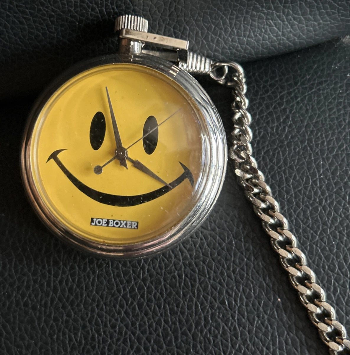 Joe Boxer Smiley Face Quartz Pocket Watch Stainless Steel With