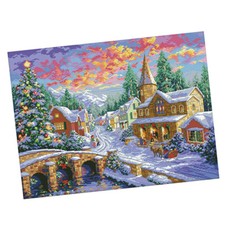 Winter Village Stamped Cross Stitch Kits for Beginners Adults 11CT 67x52cm