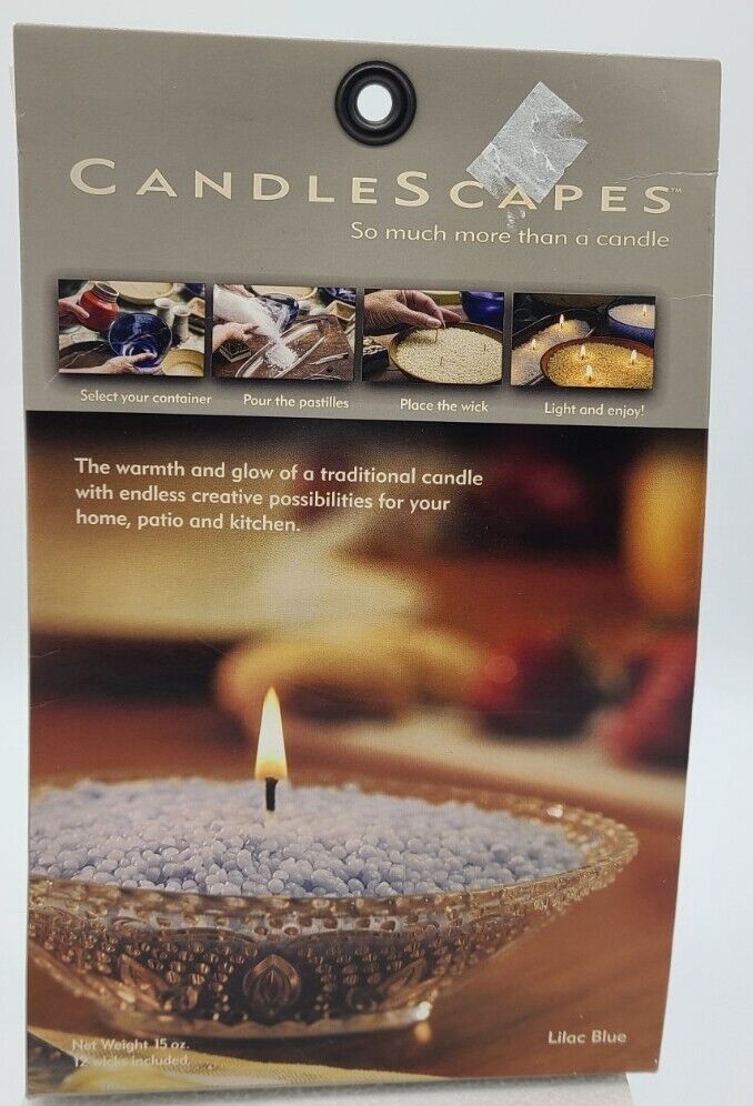 CandleScapes Candle making kit Wax Pastilles & 12 Wicks LILAC BLUE 15oz