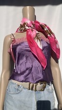 Vintage 70s Ray Strauss Pink  Multicolor Tropical Floral Large Scarf