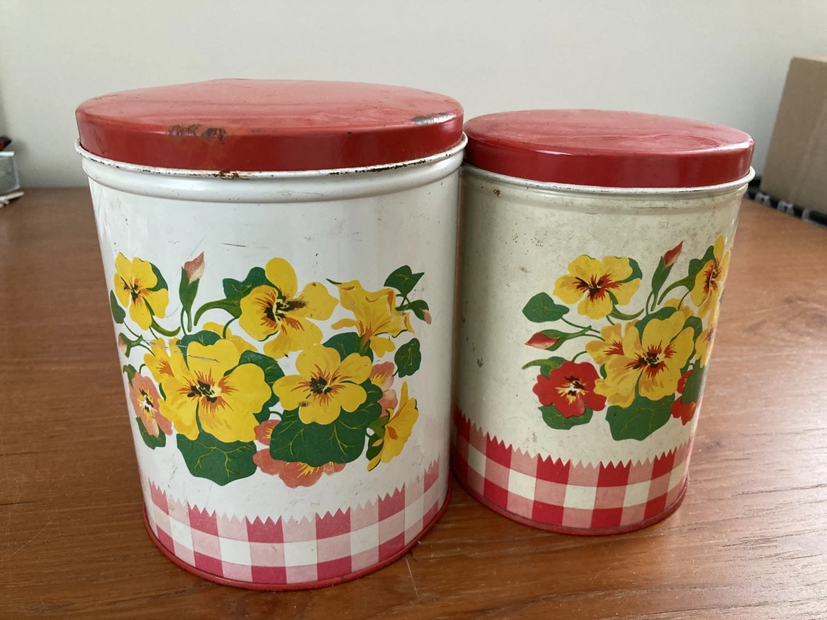 vintage tin canister set products for sale | eBay