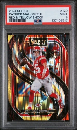 2024 PANINI SELECT RED & YELLOW SHOCK #120 PATRICK MAHOMES II PSA 9