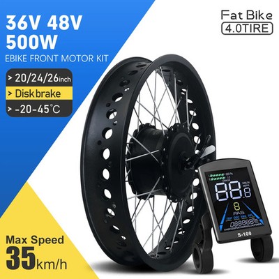36V 48V 500W 20/24/26In Fat Brushless Gear Front Wheel Hub Motor for Snow E-bike
