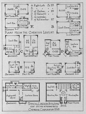 Carnegie Library Floor Plans 1918 Typical Library Building Leaflet Print