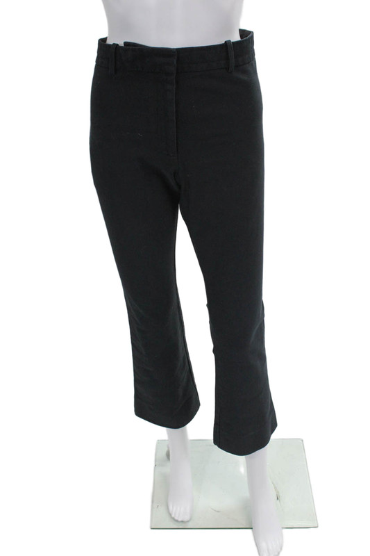 10 Crosby Derek Lam Womens High Rise Straight Leg Pants Black Cotton Size 8