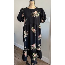 Sugarlips Black Floral Midi Dress Size Medium