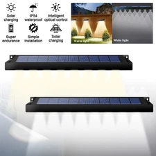 2Pack 8 LED Solar Power Fence Lights Wall Outdoor Waterproof Garden Lamp Decor