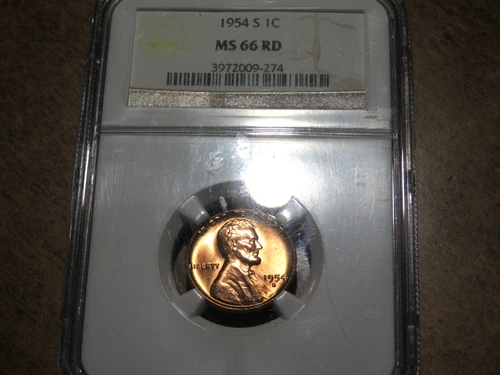 High Grade NGC Certified MS66 RD 1954-S Lincoln Penny L1