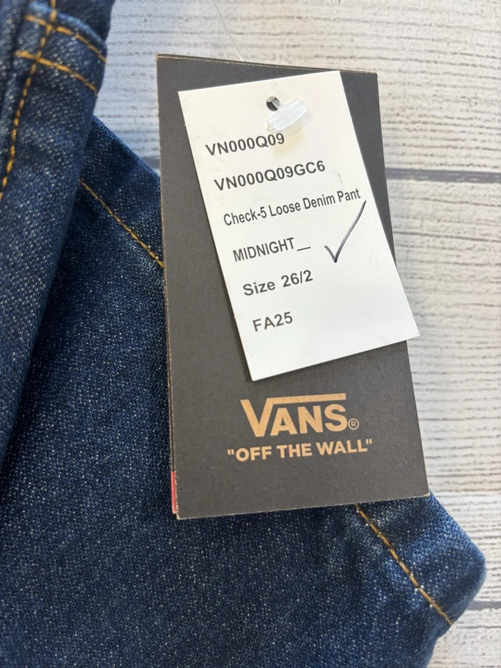 Pantalones de mezclilla Vans Check-5 sueltos para mujer 26/2 azul oscuro medianoche 5 bolsillos Foto 2 de 4
